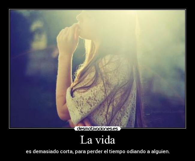 La vida - es demasiado corta, para perder el tiempo odiando a alguien.