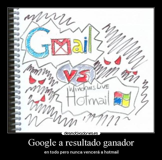 Google a resultado ganador - en todo pero nunca vencerá a hotmail