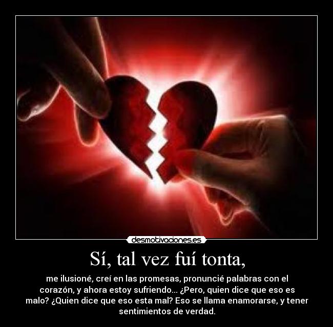 Sí, tal vez fuí tonta, -