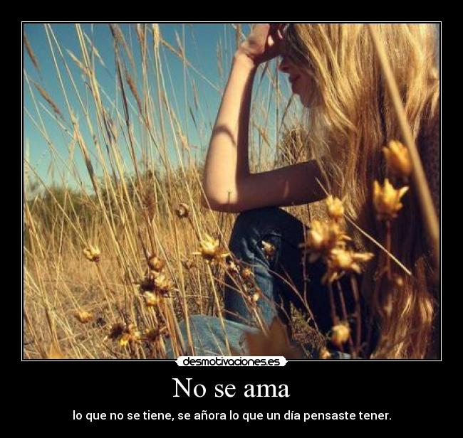 No se ama - lo que no se tiene, se añora lo que un día pensaste tener.