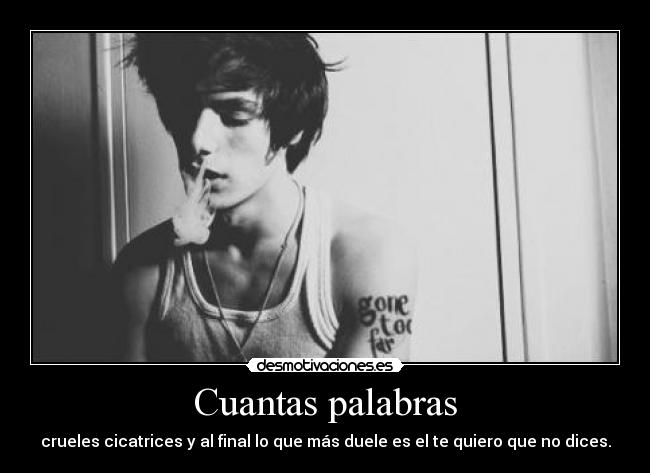 Cuantas palabras - crueles cicatrices y al final lo que más duele es el te quiero que no dices.
