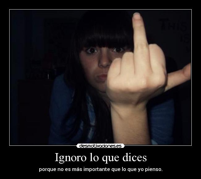 Ignoro lo que dices - porque no es más importante que lo que yo pienso.