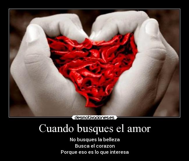 Cuando busques el amor - No busques la belleza
Busca el corazon
Porque eso es lo que interesa
