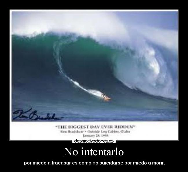 No intentarlo - por miedo a fracasar es como no suicidarse por miedo a morir.