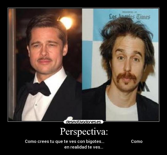 Perspectiva: - Como crees tu que te ves con bigotes...                          Como en realidad te ves...