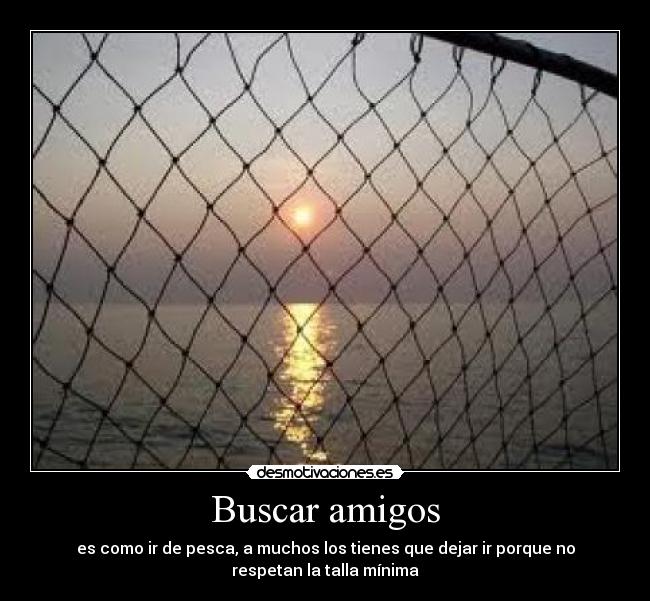Buscar amigos - es como ir de pesca, a muchos los tienes que dejar ir porque no
respetan la talla mínima