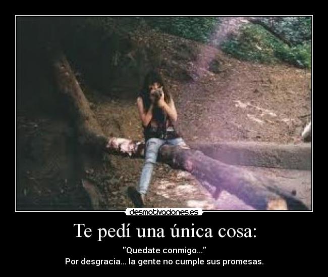 Te pedí una única cosa: - Quedate conmigo...
Por desgracia... la gente no cumple sus promesas.