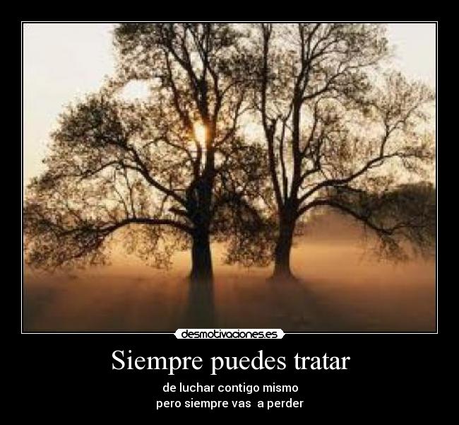 Siempre puedes tratar - de luchar contigo mismo
pero siempre vas  a perder