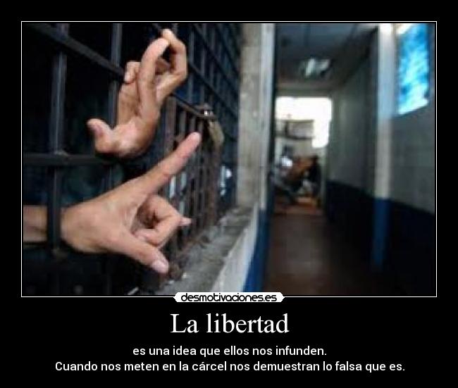 La libertad - es una idea que ellos nos infunden.
Cuando nos meten en la cárcel nos demuestran lo falsa que es.