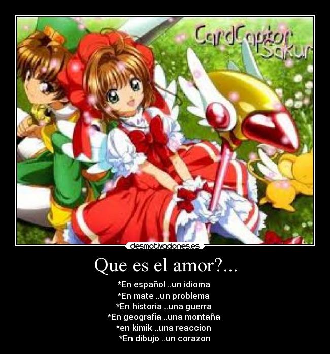 carteles amor sakura shaoran amor card captor desmotivaciones