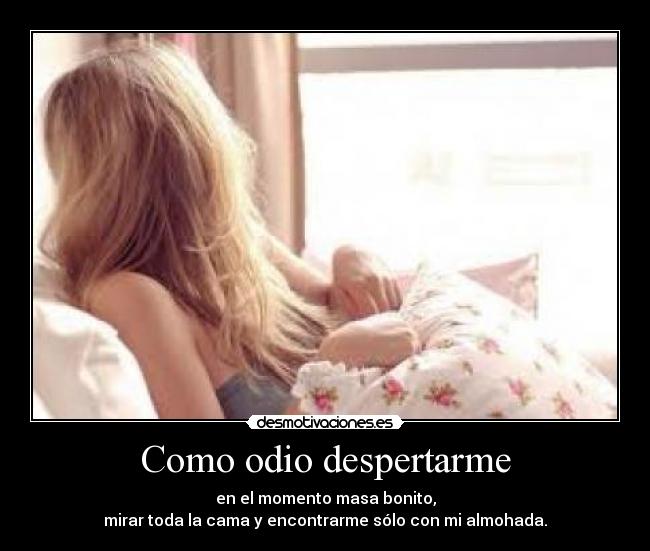 Como odio despertarme - en el momento masa bonito,
mirar toda la cama y encontrarme sólo con mi almohada.