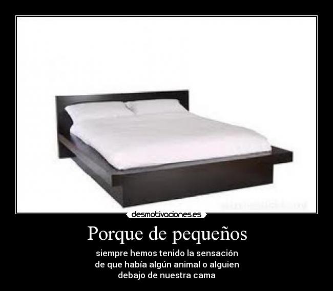 Porque de pequeños - siempre hemos tenido la sensación
de que había algún animal o alguien
debajo de nuestra cama