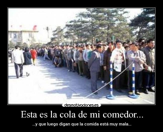 Esta es la cola de mi comedor... - ...y que luego digan que la comida está muy mala...