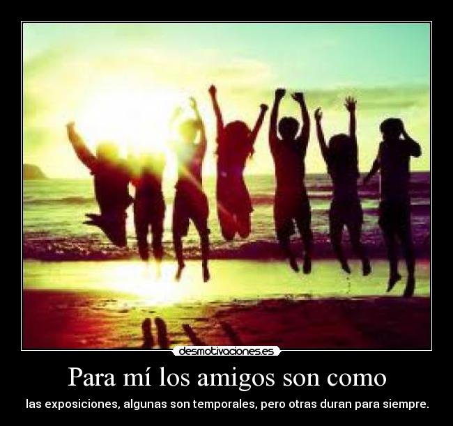 Para mí los amigos son como - las exposiciones, algunas son temporales, pero otras duran para siempre.