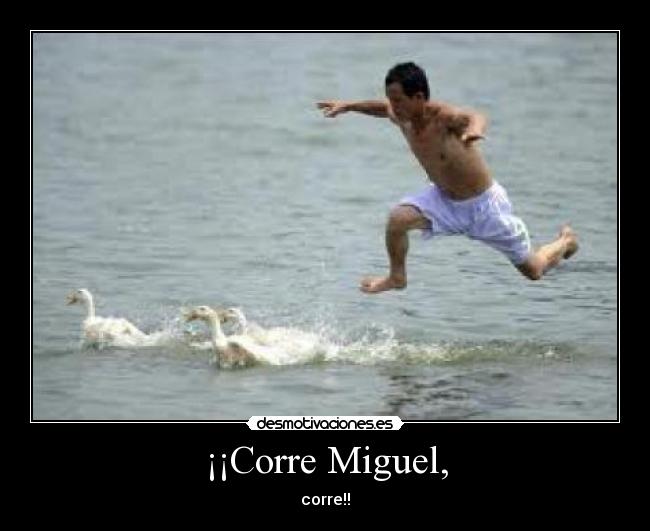 ¡¡Corre Miguel, - corre!!