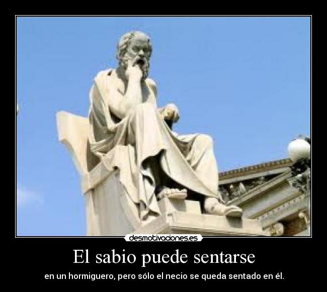 El sabio puede sentarse - en un hormiguero, pero sólo el necio se queda sentado en él.