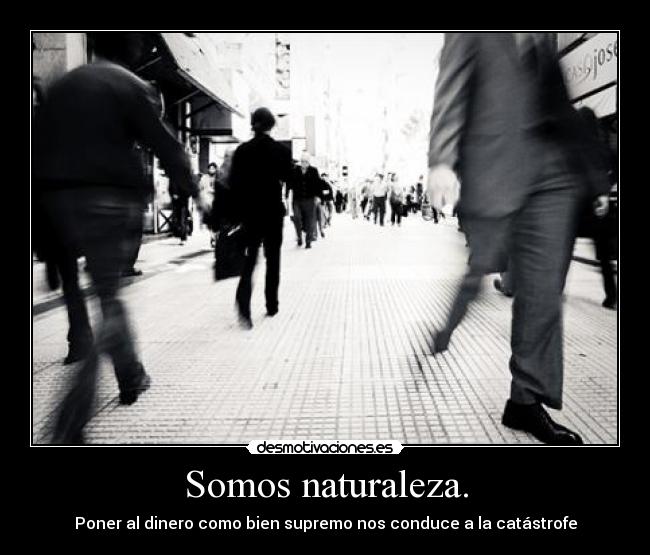 Somos naturaleza. - Poner al dinero como bien supremo nos conduce a la catástrofe