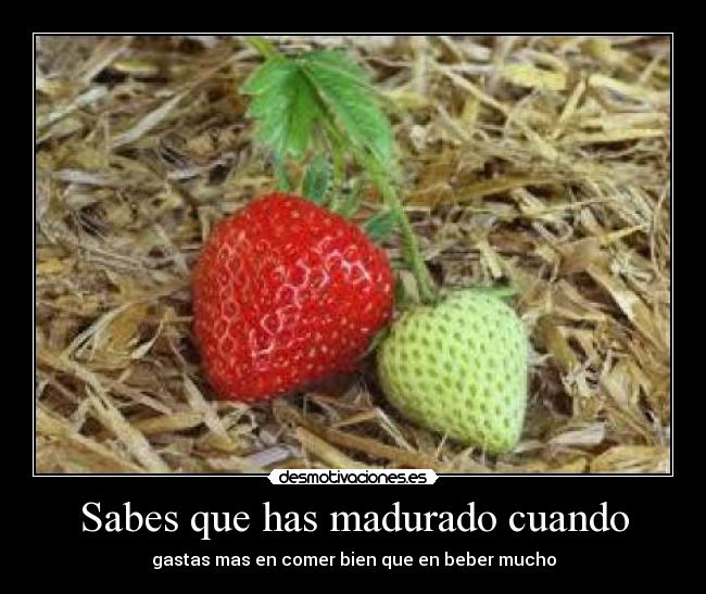 Sabes que has madurado cuando - gastas mas en comer bien que en beber mucho