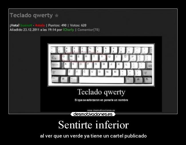 Sentirte inferior - al ver que un verde ya tiene un cartel publicado