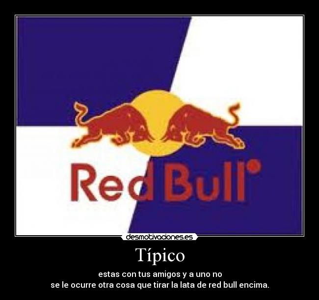 Típico - estas con tus amigos y a uno no
se le ocurre otra cosa que tirar la lata de red bull encima.
