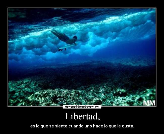 Libertad, - es lo que se siente cuando uno hace lo que le gusta.