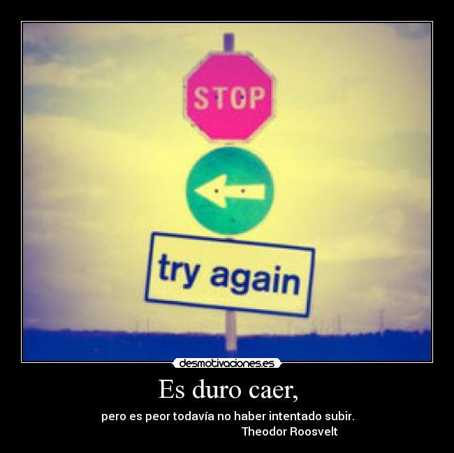 Es duro caer, - pero es peor todavía no haber intentado subir.
                                             Theodor Roosvelt