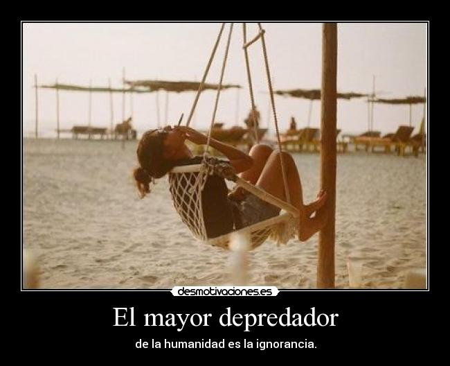 El mayor depredador - de la humanidad es la ignorancia.