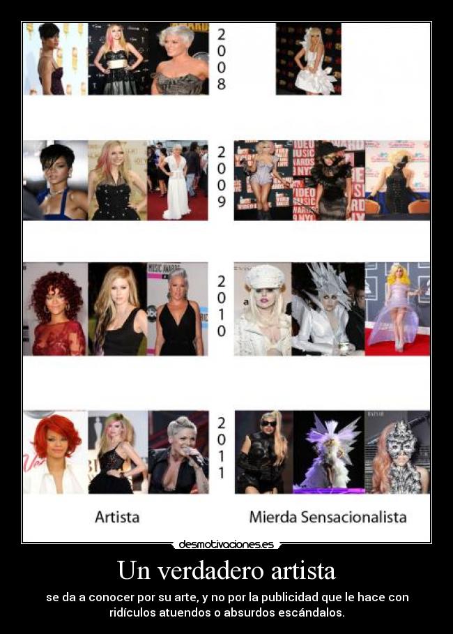 carteles artista lavigne rihanna pink gaga verdad desmotivaciones