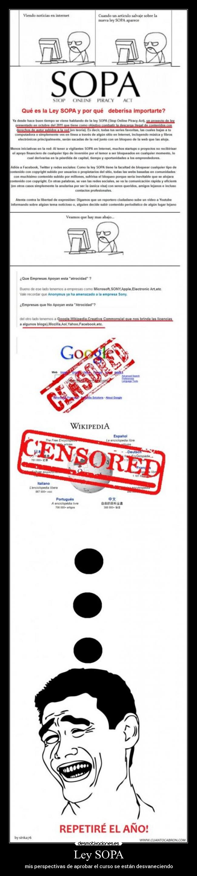 Ley SOPA - mis perspectivas de aprobar el curso se están desvaneciendo