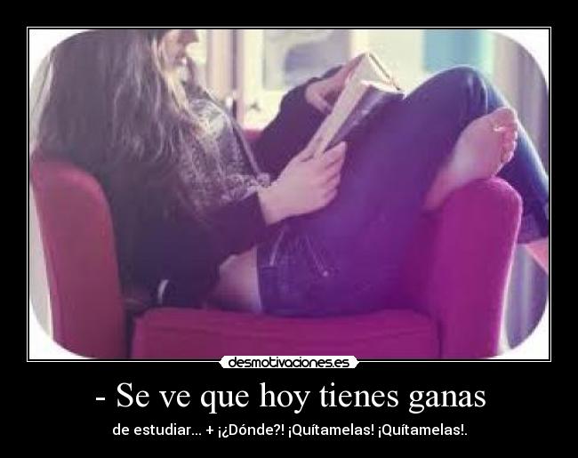 - Se ve que hoy tienes ganas - de estudiar... + ¡¿Dónde?! ¡Quítamelas! ¡Quítamelas!.