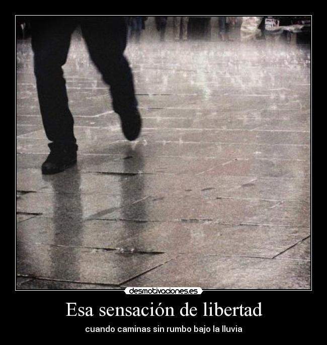 carteles libertad esa sensacion libertad cuando caminas bajo lluvia desmotivaciones