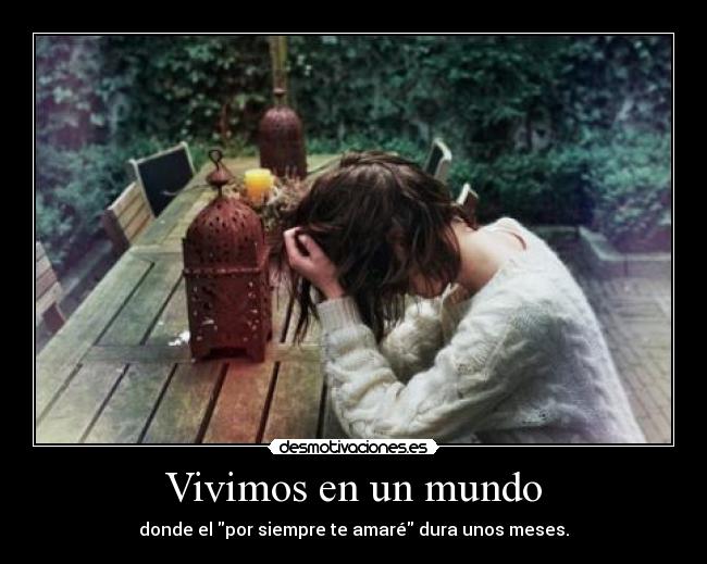 Vivimos en un mundo - donde el por siempre te amaré dura unos meses.