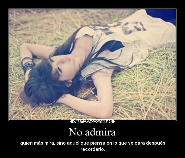 No admira - quien más mira, sino aquel que piensa en lo que ve para después recordarlo.