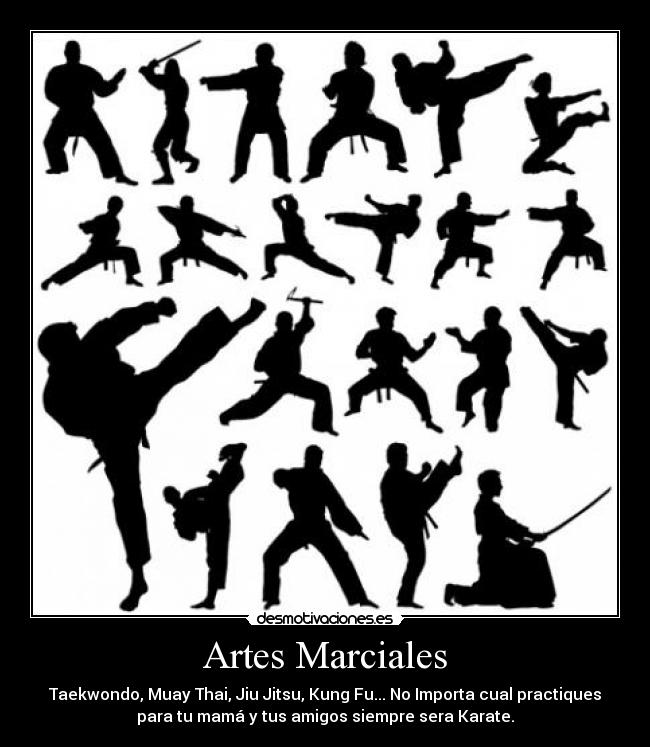 Artes Marciales - Taekwondo, Muay Thai, Jiu Jitsu, Kung Fu... No Importa cual practiques
para tu mamá y tus amigos siempre sera Karate.