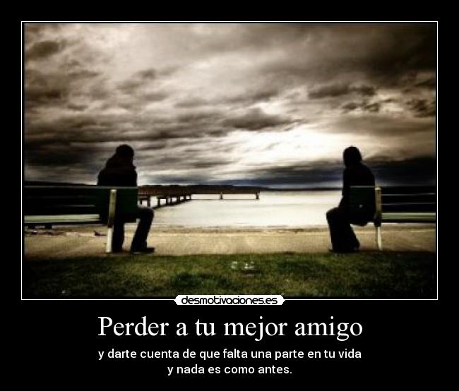 Perder a tu mejor amigo - y darte cuenta de que falta una parte en tu vida
y nada es como antes.