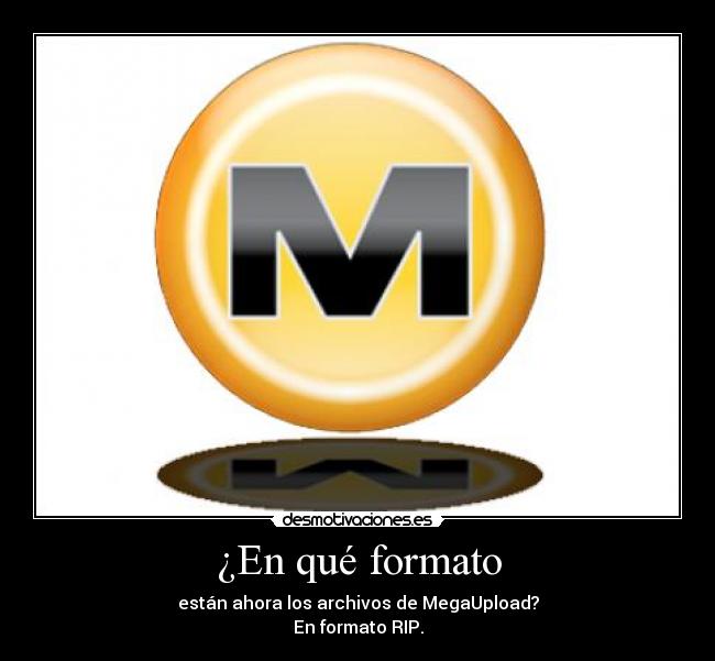 ¿En qué formato - están ahora los archivos de MegaUpload?
En formato RIP.