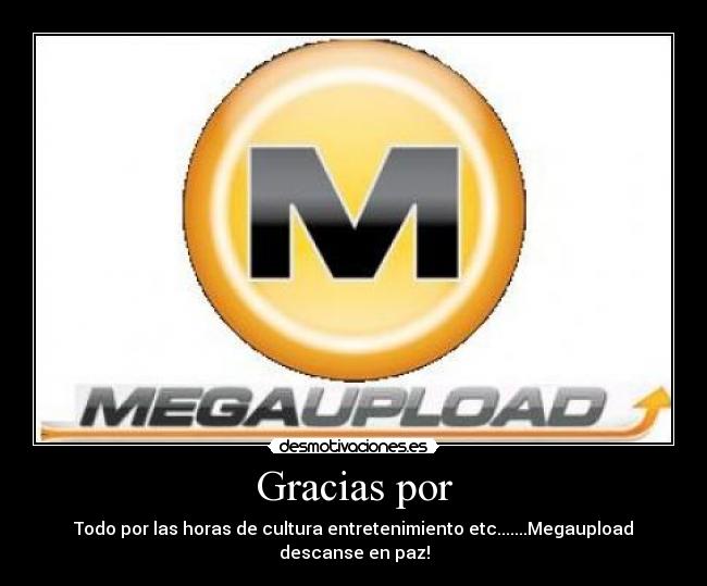 Gracias por - Todo por las horas de cultura entretenimiento etc.......Megaupload descanse en paz!