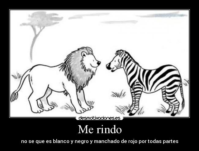 Me rindo - no se que es blanco y negro y manchado de rojo por todas partes