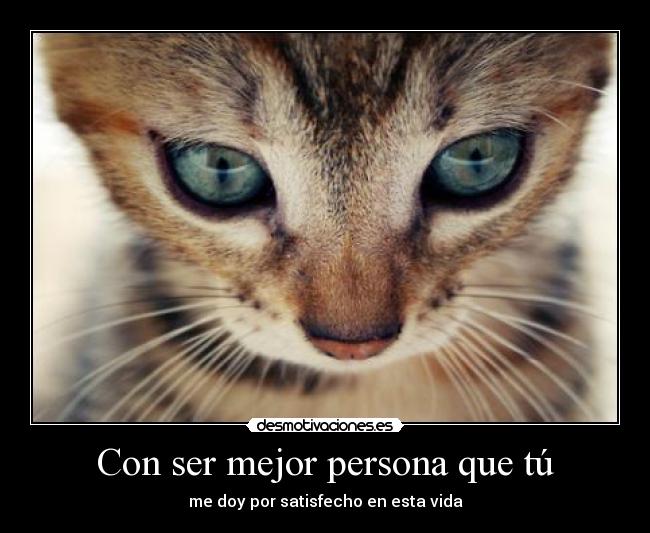 Con ser mejor persona que tú - me doy por satisfecho en esta vida