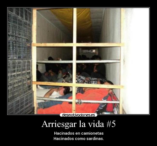 Arriesgar la vida #5 - Hacinados en camionetas
Hacinados como sardinas.
