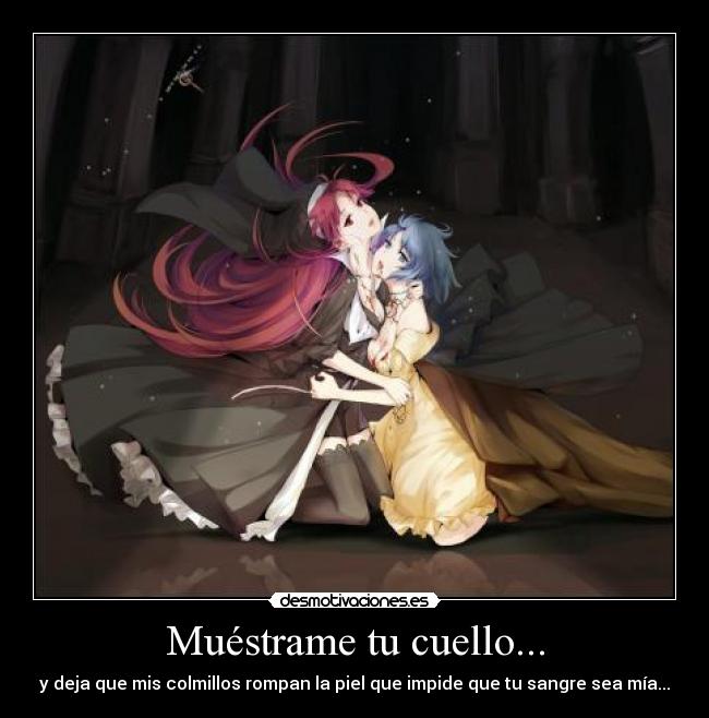 carteles anime yuri maho shojo madoka magika sangre colmillos vampiros desmotivaciones