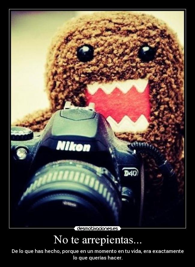 No te arrepientas... - De lo que has hecho, porque en un momento en tu vida, era exactamente
lo que querías hacer.