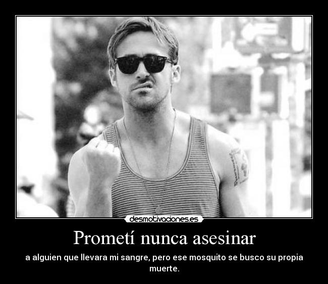 Prometí nunca asesinar - a alguien que llevara mi sangre, pero ese mosquito se busco su propia muerte.