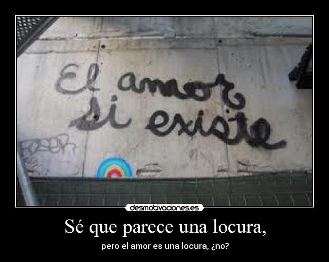 Sé que parece una locura, - pero el amor es una locura, ¿no?