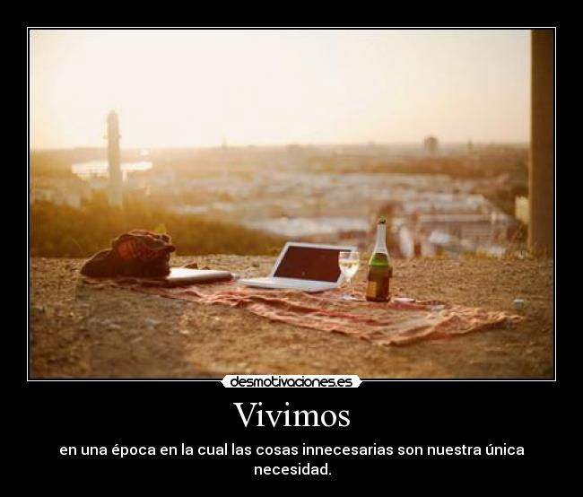 Vivimos - en una época en la cual las cosas innecesarias son nuestra única necesidad.