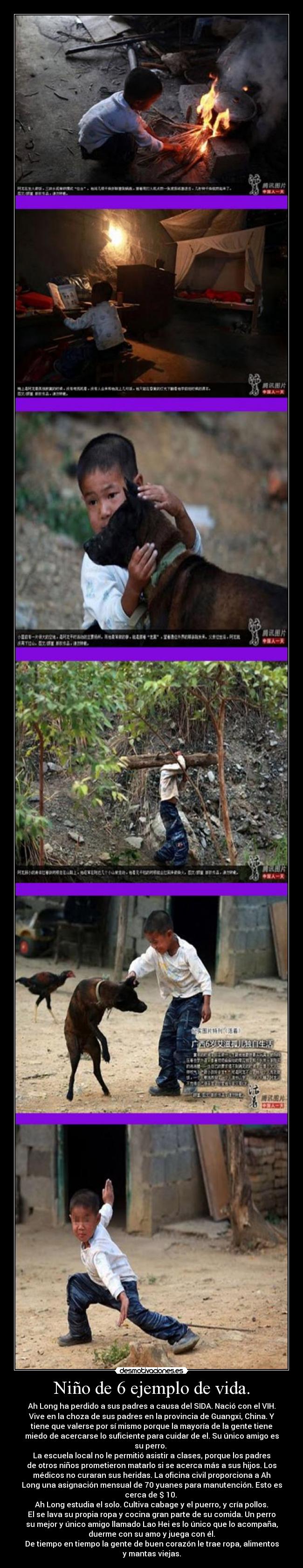 Niño de 6 ejemplo de vida. -