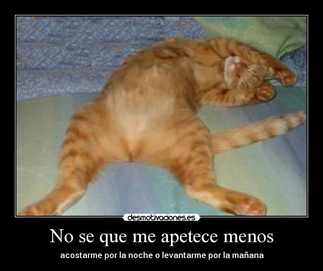 No se que me apetece menos - acostarme por la noche o levantarme por la mañana