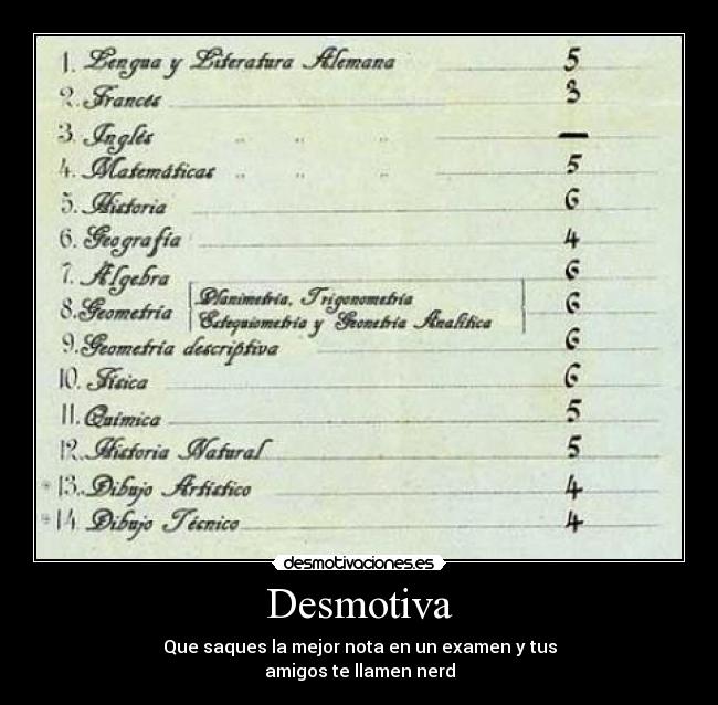 Desmotiva - Que saques la mejor nota en un examen y tus
amigos te llamen nerd