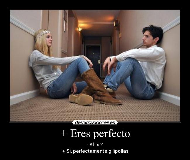 + Eres perfecto - - Ah si? 
+ Si, perfectamente gilipollas