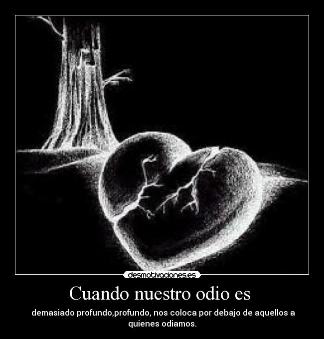 Cuando nuestro odio es  -  demasiado profundo,profundo, nos coloca por debajo de aquellos a quienes odiamos.